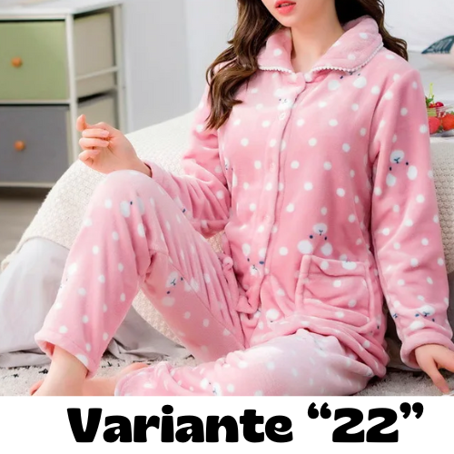 Pigiama invernale da donna in flanella. Set 2 pezzi (top + pantalone).