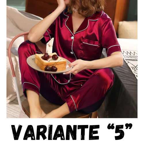 Womens Silk Satin Pajamas Set Sleepwear Pijama Women's Loungewear Pajamas Suit Female Sleep Two Piece Set Feminino Fofo Pyjamas
