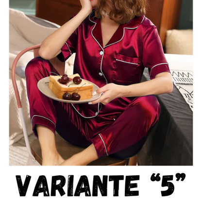 Womens Silk Satin Pajamas Set Sleepwear Pijama Women's Loungewear Pajamas Suit Female Sleep Two Piece Set Feminino Fofo Pyjamas