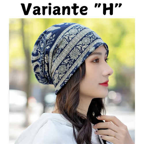 Ethnic Style Beanie Hat Women's Spring Autumn Bonnets Fashion Cashew Flowers Wrapped Head Cap Dual-purpose Scarf Pullover Caps