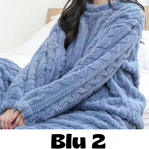 Autumn Women Solid Warm 2 Piece Sets Thicken Velvet Ribbed Fleece Set Pullover And Pants Women Casual Pajama Sets 2024
