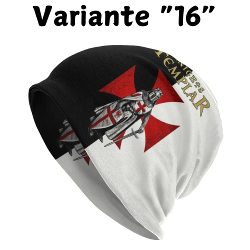 Custom Knights Templar Flag With Coat Of Arms Skullies Beanies Caps Winter Warm Knit Hat Adult Medieval Warrior Cross Bonnet Hat