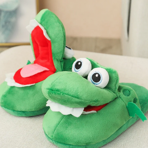 Man Women Slipper 2022 Winter Mouth Opening Home Slipper Shoes Crocodile Slippers Cute Spoof Cotton Animal Shoes