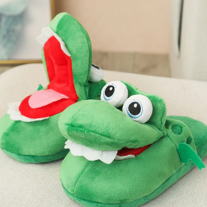 Man Women Slipper 2022 Winter Mouth Opening Home Slipper Shoes Crocodile Slippers Cute Spoof Cotton Animal Shoes