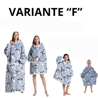 Oversized Wearale Blanket Hoodie Flannel Sherpa Fleece Warm Soft Winter Hoodie Sweatshirt for Kids Adults Snuggle Pullover