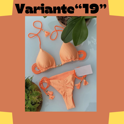 New Women Bikini Backless Rope Triangle Swimsuit Multicolor