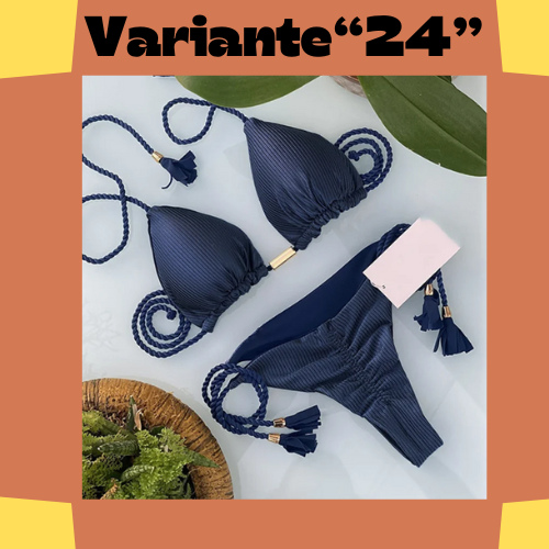 New Women Bikini Backless Rope Triangle Swimsuit Multicolor