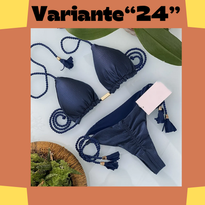 New Women Bikini Backless Rope Triangle Swimsuit Multicolor