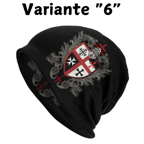 Custom Knights Templar Flag With Coat Of Arms Skullies Beanies Caps Winter Warm Knit Hat Adult Medieval Warrior Cross Bonnet Hat