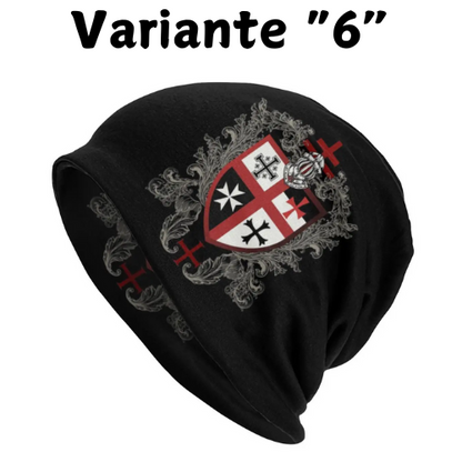 Custom Knights Templar Flag With Coat Of Arms Skullies Beanies Caps Winter Warm Knit Hat Adult Medieval Warrior Cross Bonnet Hat