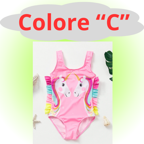 Mermaid Fish Scale Unicorn One-Piece Girls Swimwear for 4-8 Years