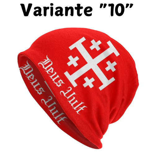 Custom Knights Templar Flag With Coat Of Arms Skullies Beanies Caps Winter Warm Knit Hat Adult Medieval Warrior Cross Bonnet Hat