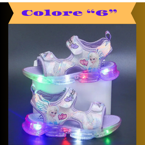 Disney children's shoes summer elsa girls mesh toe sandals beach shoes fashion ins frozen princess soft bottom led light sandals