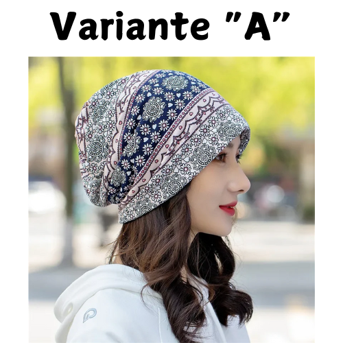 Ethnic Style Beanie Hat Women's Spring Autumn Bonnets Fashion Cashew Flowers Wrapped Head Cap Dual-purpose Scarf Pullover Caps