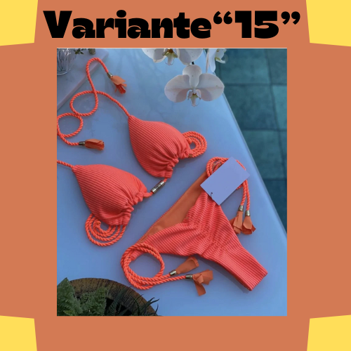 New Women Bikini Backless Rope Triangle Swimsuit Multicolor