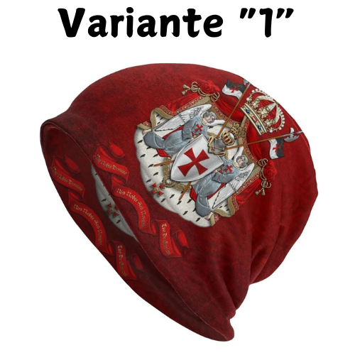 Custom Knights Templar Flag With Coat Of Arms Skullies Beanies Caps Winter Warm Knit Hat Adult Medieval Warrior Cross Bonnet Hat