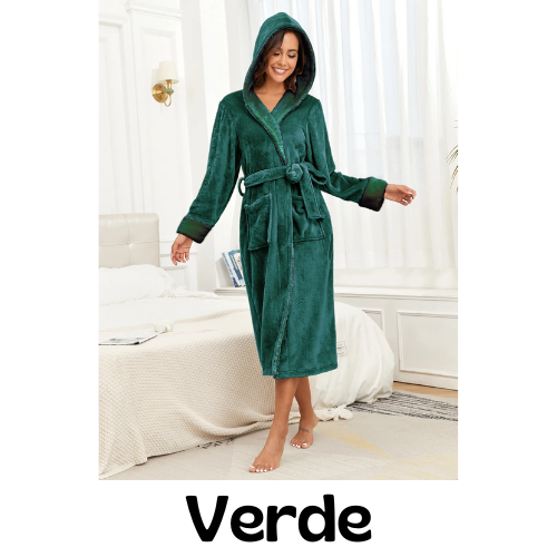 Facecloth colorful hooded robe women's long section of home wear autumn and winter models warm and comfortable bathrobe pajamas
