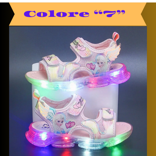 Disney children's shoes summer elsa girls mesh toe sandals beach shoes fashion ins frozen princess soft bottom led light sandals
