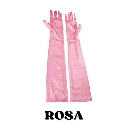 2024 Women's Evening Party Formal Gloves Solid Color Satin Long Finger Mittens forEvents Activities Red White Rose Color