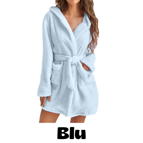 Women Bath Robe Winter Fluffy Plush Pyjamas Ladies Sexy Hooded Dressing Solid Color Gown Warm Bathrobe Female Home Clothing