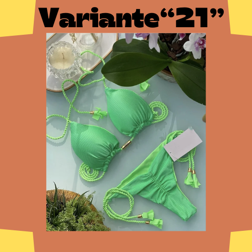 New Women Bikini Backless Rope Triangle Swimsuit Multicolor