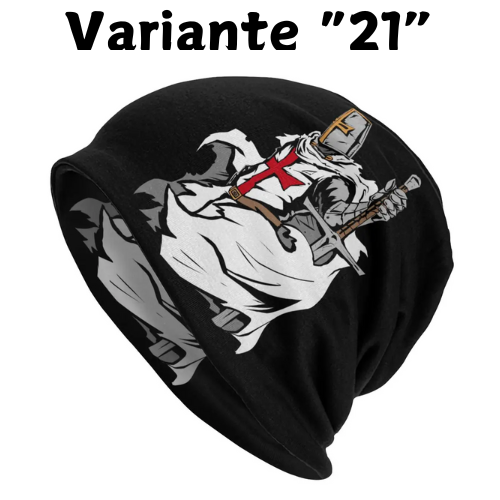 Custom Knights Templar Flag With Coat Of Arms Skullies Beanies Caps Winter Warm Knit Hat Adult Medieval Warrior Cross Bonnet Hat