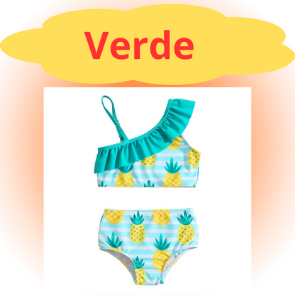 Costume Da Bagno “Bichini” da Bambina. Set 2 Pezzi, Design Moderno, Comodo, Traspirante.