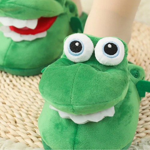 Man Women Slipper 2022 Winter Mouth Opening Home Slipper Shoes Crocodile Slippers Cute Spoof Cotton Animal Shoes