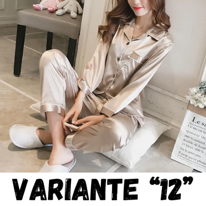 Womens Silk Satin Pajamas Set Sleepwear Pijama Women's Loungewear Pajamas Suit Female Sleep Two Piece Set Feminino Fofo Pyjamas