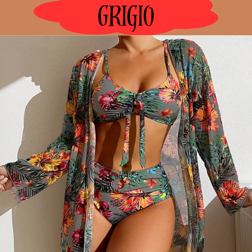 Sexy Women Beach Bikinis Three Pieces Bikini Set Cover Up Swimwear High Waisted Bikini Set Women Swimwear Print