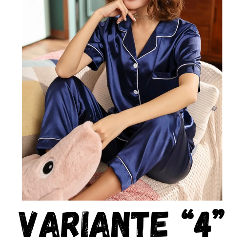 Womens Silk Satin Pajamas Set Sleepwear Pijama Women's Loungewear Pajamas Suit Female Sleep Two Piece Set Feminino Fofo Pyjamas