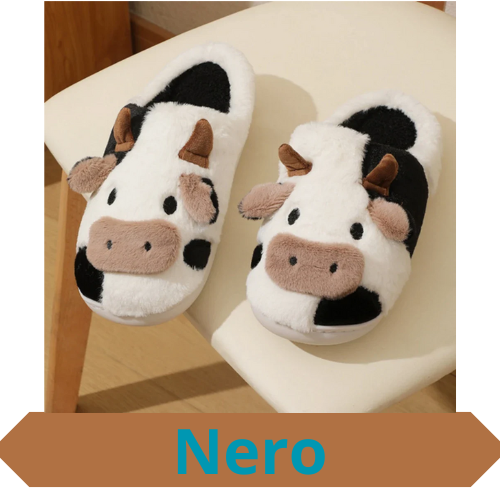 New Winter Unisex Cartoon Cow Warm Plush Slippers Couple's Indoor Non-slip House Slides Men And Women Toe Wrap Home Cotton Shoes