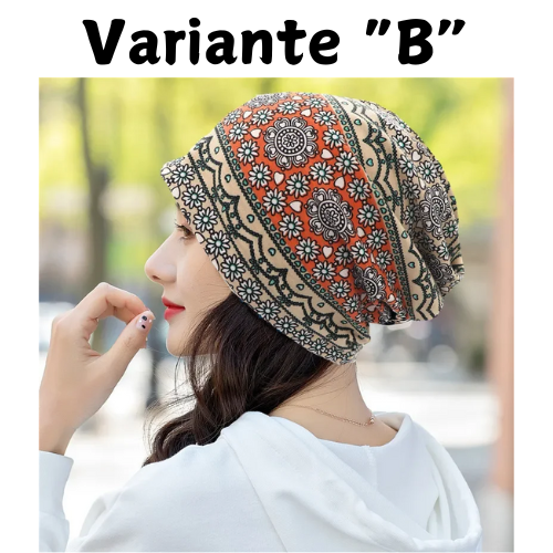 Ethnic Style Beanie Hat Women's Spring Autumn Bonnets Fashion Cashew Flowers Wrapped Head Cap Dual-purpose Scarf Pullover Caps