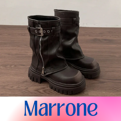 Winter Women Biker Boots Fashion Belt Buckle Ladies Elegant Platform Flats Short Booties Casual Women's Knight Booties