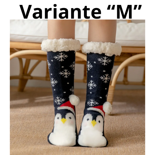 Winter Warm Socks Women penguin Plush Soft Female Non Grip Floor Slippers Short Sock Fuzzy Fluffy Deer Elk Bear Christmas Gift