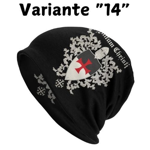 Custom Knights Templar Flag With Coat Of Arms Skullies Beanies Caps Winter Warm Knit Hat Adult Medieval Warrior Cross Bonnet Hat