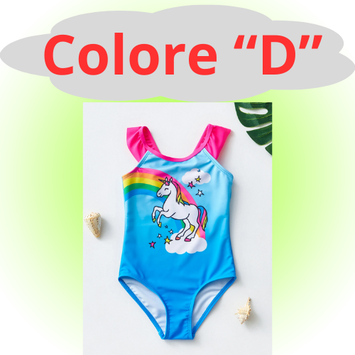 Mermaid Fish Scale Unicorn One-Piece Girls Swimwear for 4-8 Years