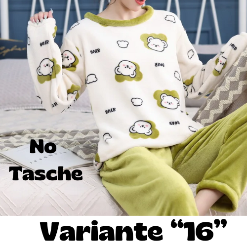 Pigiama invernale da donna in flanella. Set 2 pezzi (top + pantalone).