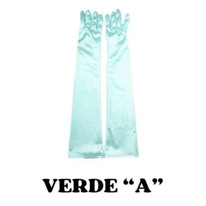 2024 Women's Evening Party Formal Gloves Solid Color Satin Long Finger Mittens forEvents Activities Red White Rose Color