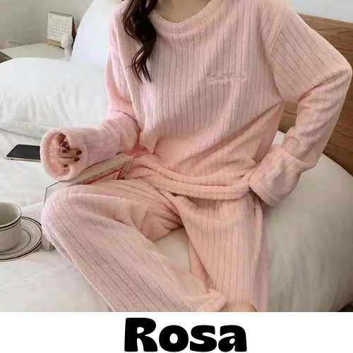 Autumn Women Solid Warm 2 Piece Sets Thicken Velvet Ribbed Fleece Set Pullover And Pants Women Casual Pajama Sets 2024