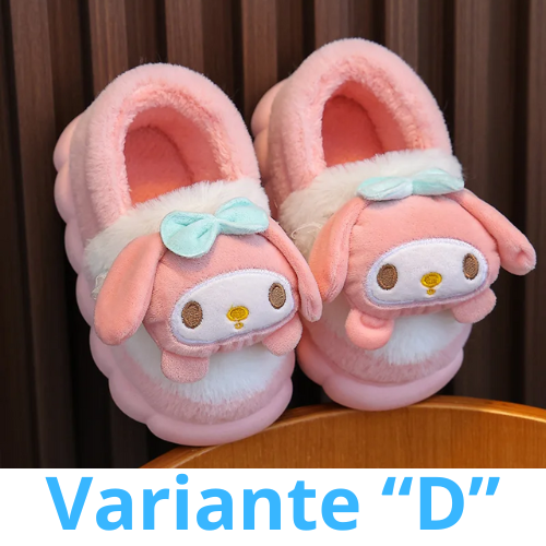Sweet Family Winter Warm Slippers Cute Kawaii Sandals Kuromi My Melody Hello Kitty Soft Sole Shoes