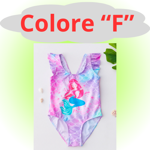 Mermaid Fish Scale Unicorn One-Piece Girls Swimwear for 4-8 Years