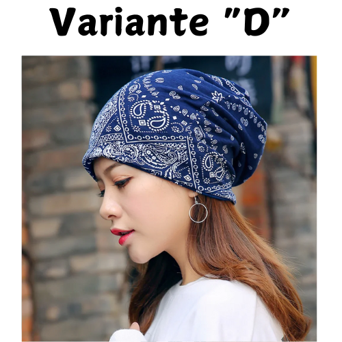 Ethnic Style Beanie Hat Women's Spring Autumn Bonnets Fashion Cashew Flowers Wrapped Head Cap Dual-purpose Scarf Pullover Caps