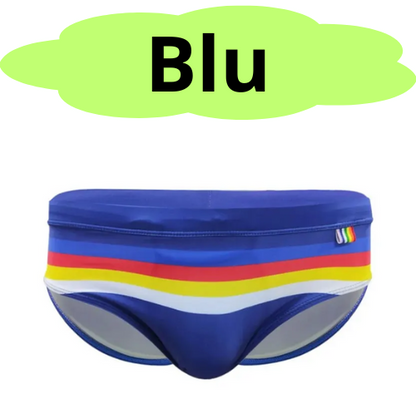 New MEN'S Swimming Trunks, Color Stripes, Sexy Close-fitting Professional Swimming and Bodybuilding Briefs for Men