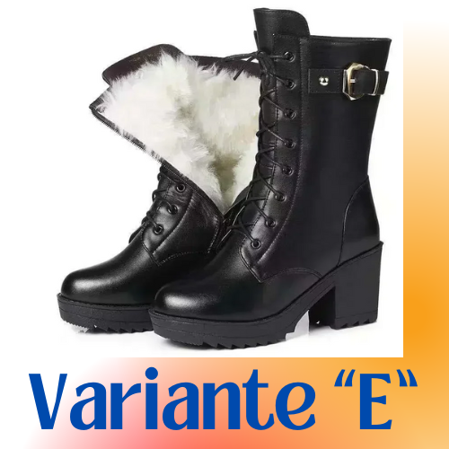 2024 Winter Leather Women Winter Boots Thick Wool Warm Women High-heeled Genuine Boot High-quality Female Snow Boots Women Shoes