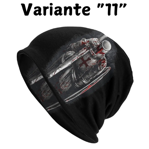 Custom Knights Templar Flag With Coat Of Arms Skullies Beanies Caps Winter Warm Knit Hat Adult Medieval Warrior Cross Bonnet Hat