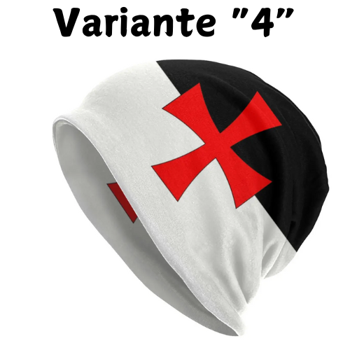 Custom Knights Templar Flag With Coat Of Arms Skullies Beanies Caps Winter Warm Knit Hat Adult Medieval Warrior Cross Bonnet Hat