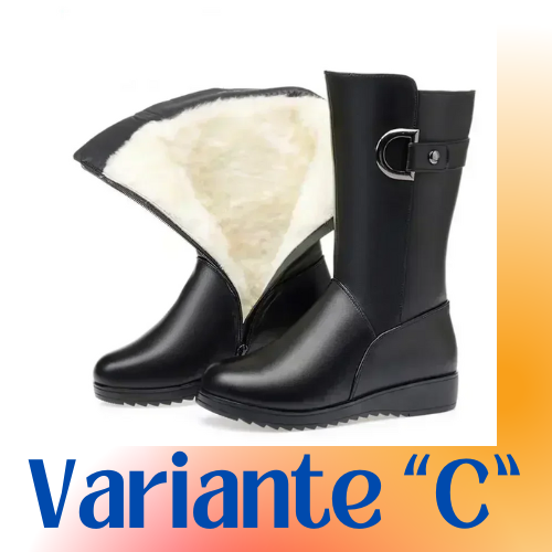 2024 Winter Leather Women Winter Boots Thick Wool Warm Women High-heeled Genuine Boot High-quality Female Snow Boots Women Shoes