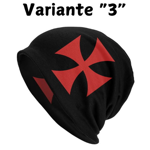 Custom Knights Templar Flag With Coat Of Arms Skullies Beanies Caps Winter Warm Knit Hat Adult Medieval Warrior Cross Bonnet Hat