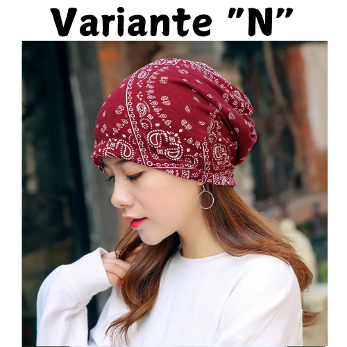Ethnic Style Beanie Hat Women's Spring Autumn Bonnets Fashion Cashew Flowers Wrapped Head Cap Dual-purpose Scarf Pullover Caps